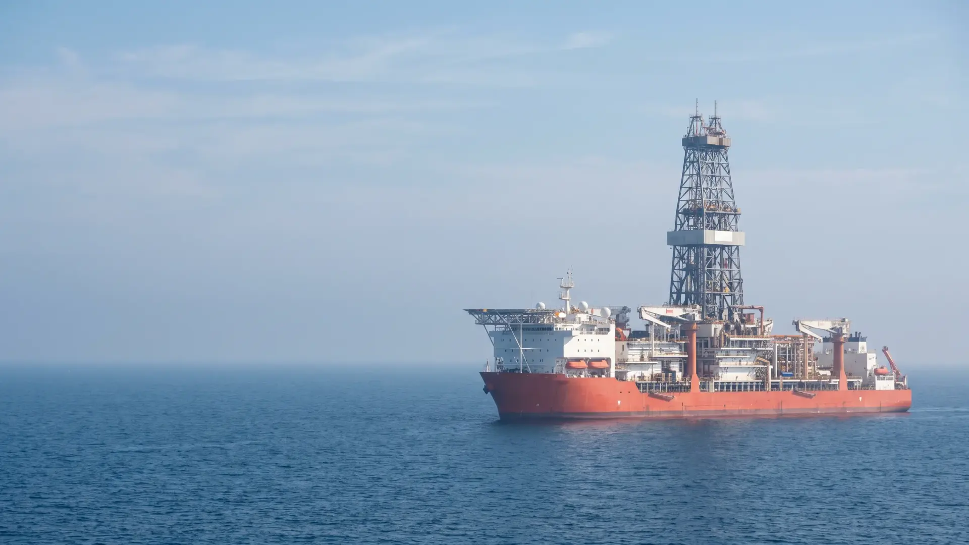 Drillship on calm water offshore